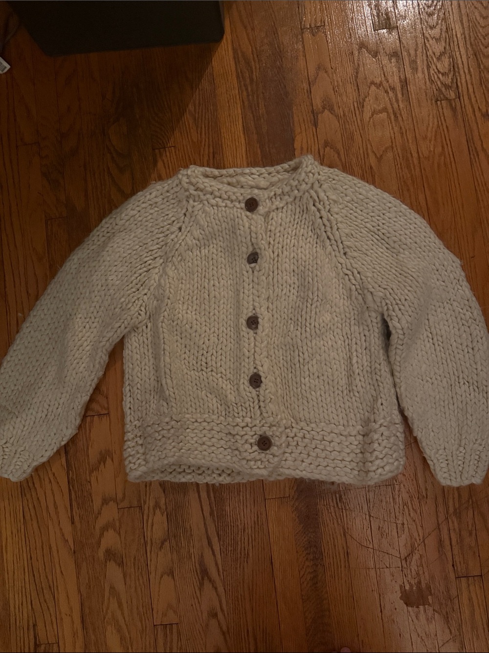Korean Designer Chunky Cream Button-Front Women's Sweater